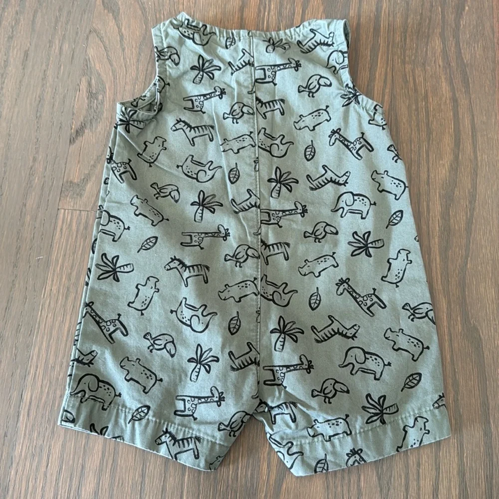 Carter's Green Safari Jersey Romper | 3M
